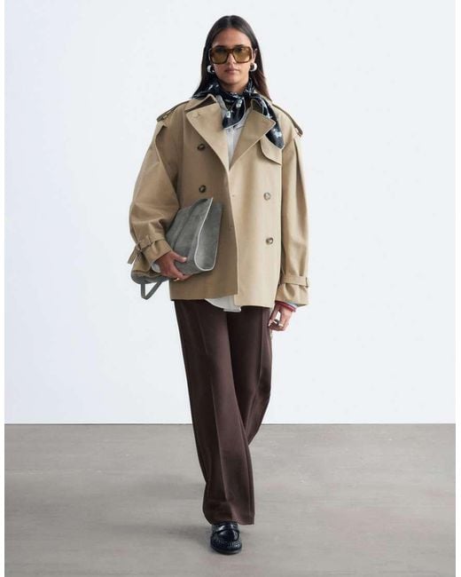 & Other Stories Natural Short Cotton Belted Trench Coat