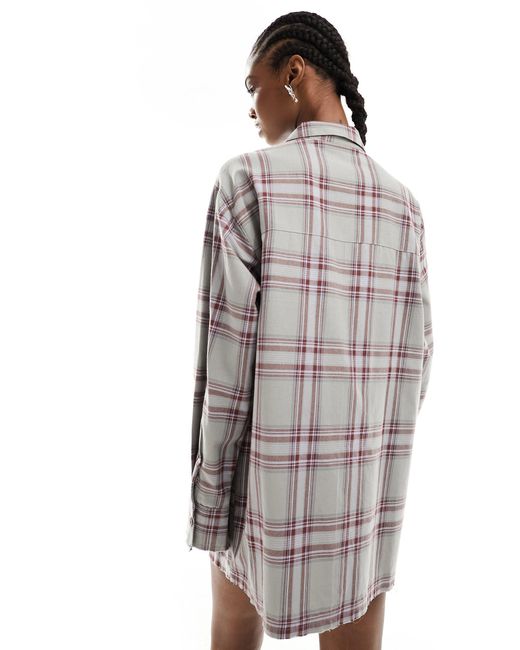 Robe chemise courte asymétrique - carreaux Collusion en coloris Multicolor