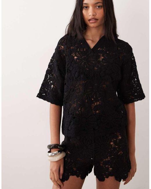 ASOS Brown Crochet Polo