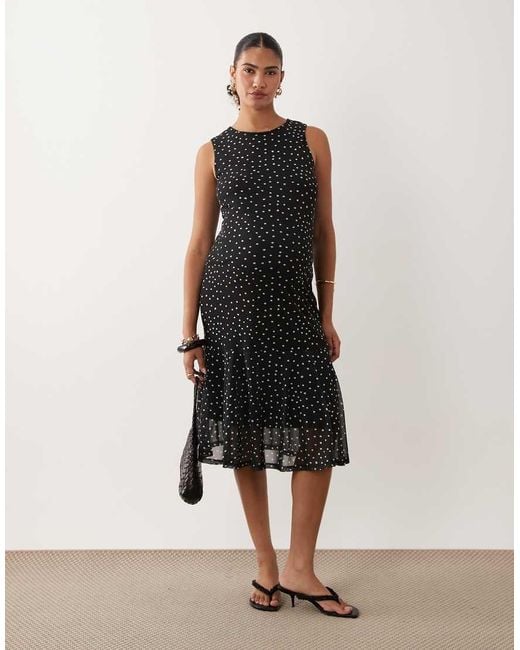 Mama.licious Black Mamalicious Maternity Sleeveless Mesh Midi Dress