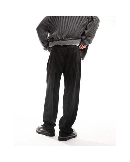 Bershka Black Tailored Pinstripe Trouser for men