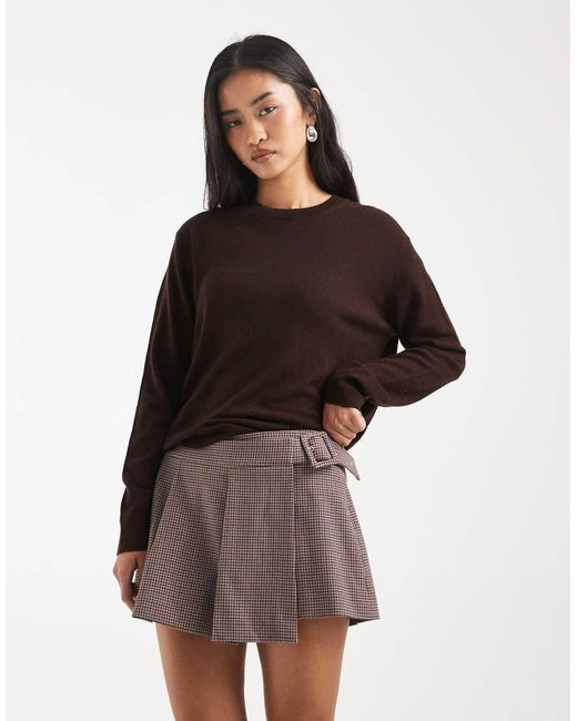 ASOS Blue Pleated Mini Skort With Buckle