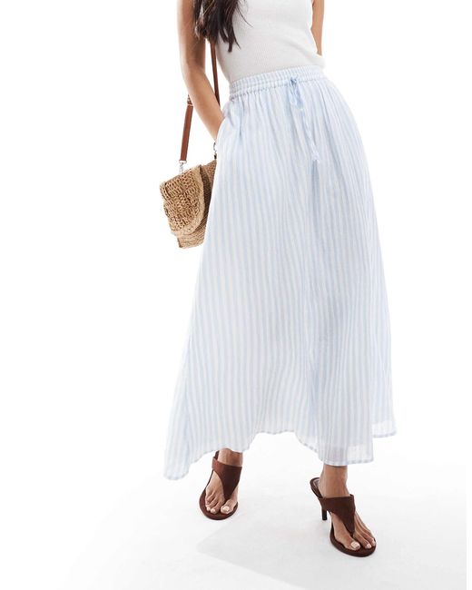 Miss Selfridge White – blau gestreifter maxirock