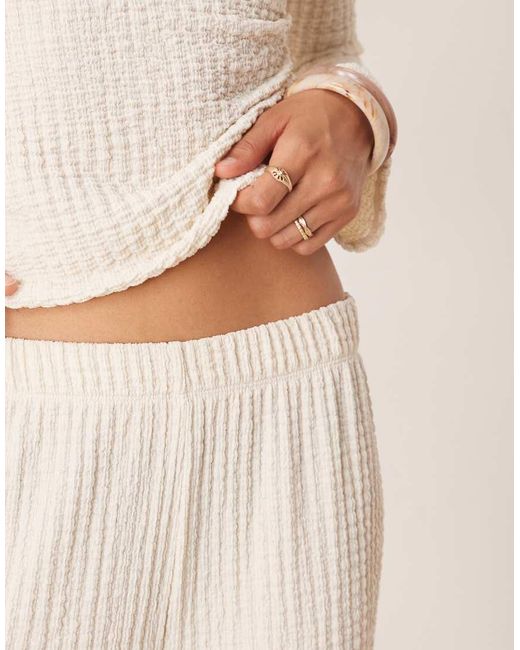 ASOS Natural Co-ord Textured Wide Leg Trouser
