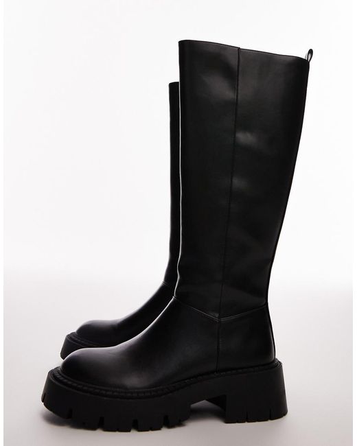 TOPSHOP White Riya Knee High Chunky Boots