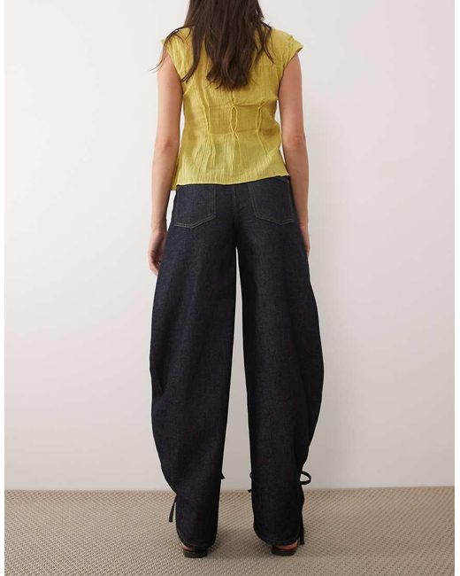 ASOS Blue Tie Ankle Barrel Jeans