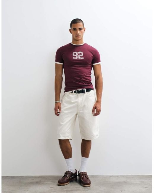 ASOS Red Slim T-Shirt With 92 Graphic for men