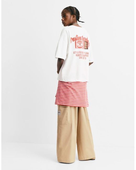 Pull&Bear T-Shirt Met Grafische Print Van Luciferdoosje in het White