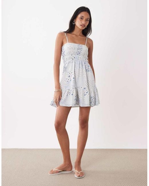 Miss Selfridge White Shirred Cami Mini Dress