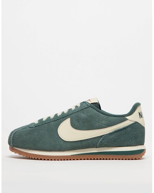 Cortez baskets en daim fonce et creme Nike en coloris Vert Lyst