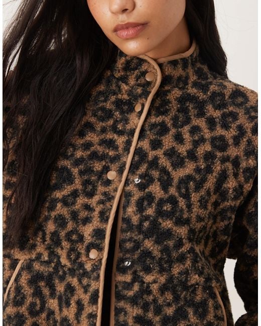 JJXX Brown Teddy Leopard Print Jacket