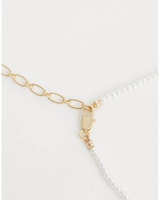 ASOS White Faux-pearl Beaded Necklace With Fish Pendant
