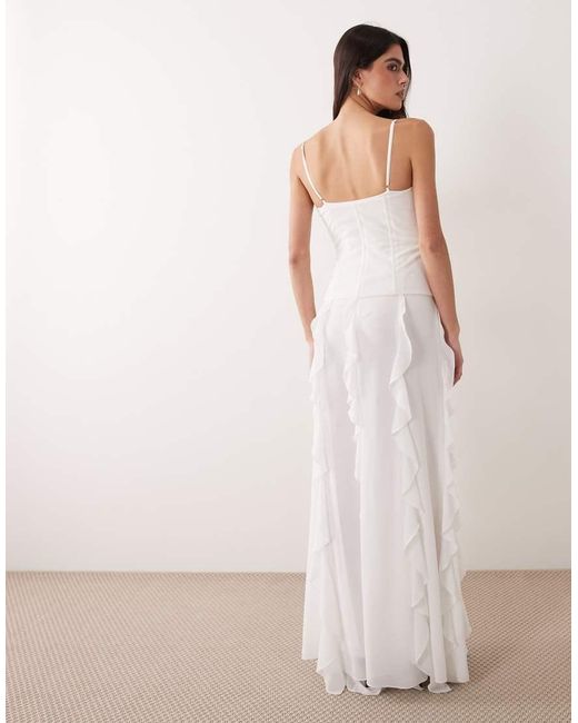 I.AM.GIA Pink Marlette 2.0 Chiffon Corset Lace Up Ruffle Detail Maxi Dress