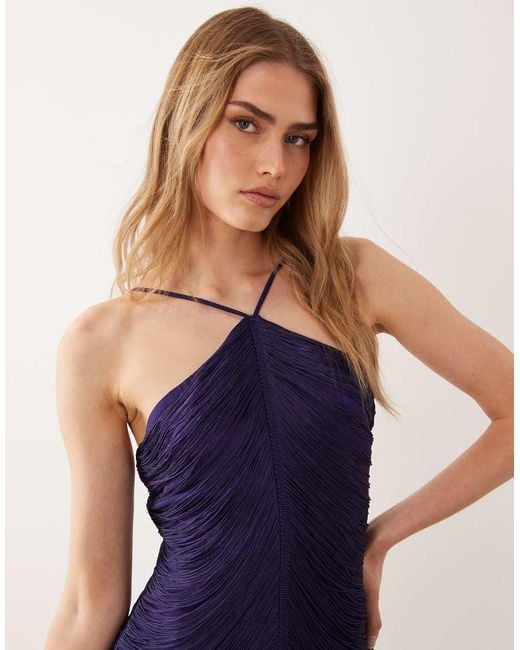 Mango Blue Capsule Tassel Halterneck Midi Dress