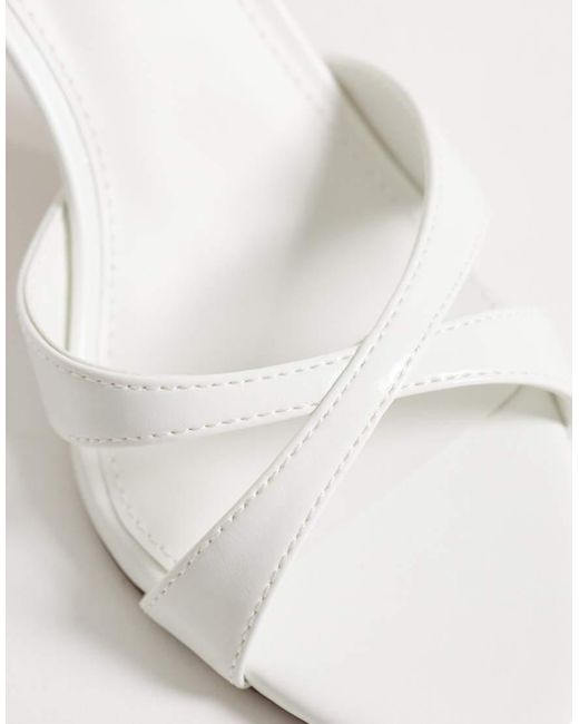 Mango White Cross Strap Heeled Mule