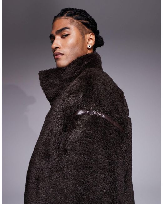 ASOS Black Oversized Jacket With Funnel Neck for men