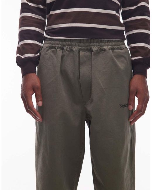 No Problemo Green Mini Logo Ripstop Pull On Cotton Trousers for men
