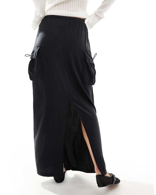 ASOS Black Cargo Maxi Skirt