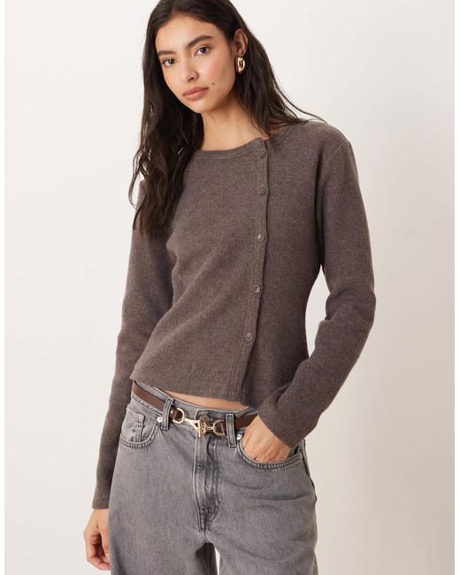 ASOS Brown Asymmertic Placket Button Through Super Soft Top