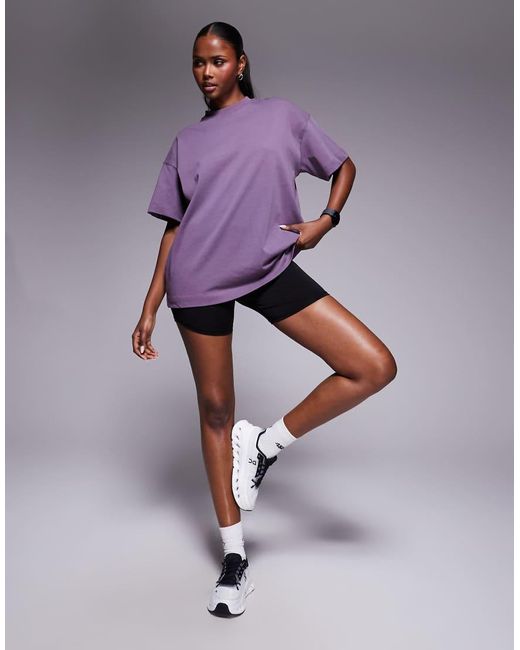 Camiseta Color Brezo Extragrande De Algodón Grueso Con Acabado De Secado Rápido Icon De -Morado 4505 de color Purple