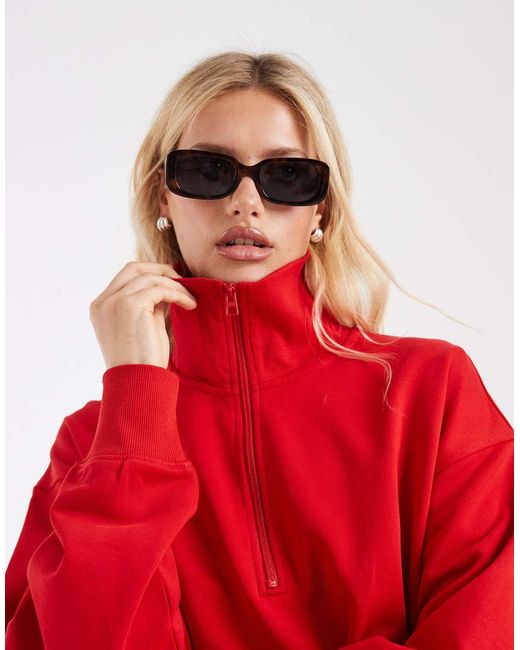 & Other Stories Red Half Zip Sweatshirt