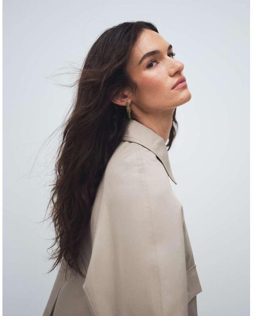 ASOS Blue Utility Pocket Short Cape Back Trench With Cotton And Water Repellent Finish