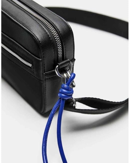 Pull&Bear Black Embellished Crossbody Bag for men