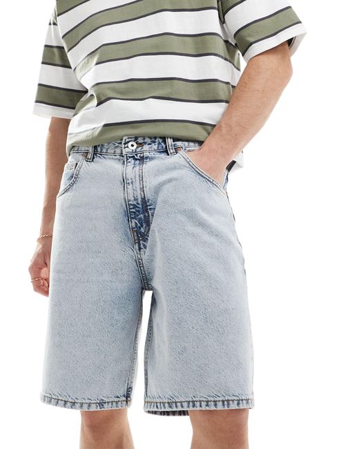 Pull&Bear Blue baggy Fit Denim Shorts for men