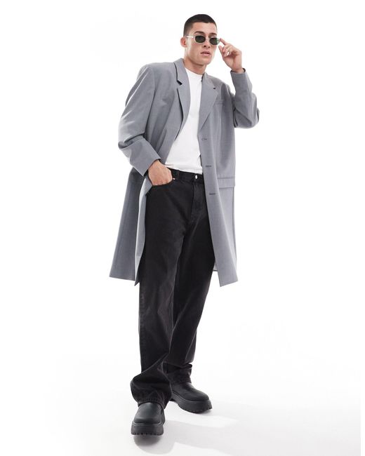 ASOS Gray Smart Oversized Dad Coat for men