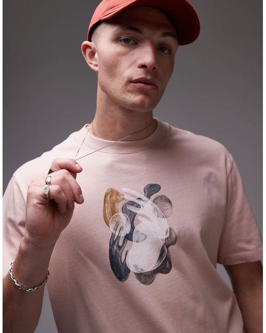 Topman Gray Oversized Fit T-shirt With Front And Back Painted Shapes Print for men