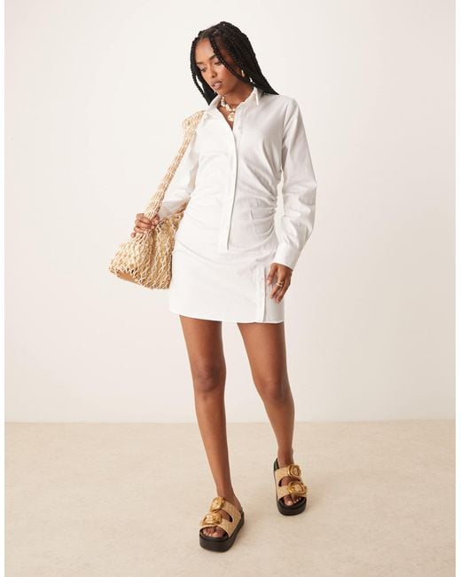 ASOS Natural – kurzes hemdkleid aus baumwolle
