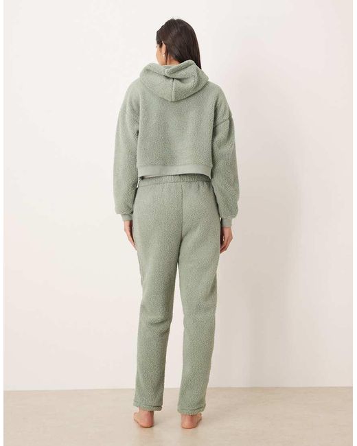 ASOS Green Lounge Cuddle Cropped Hoodie & Tapered Leg Set
