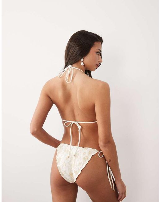 South Beach Natural Glitter Lace Triangle Bikini Top