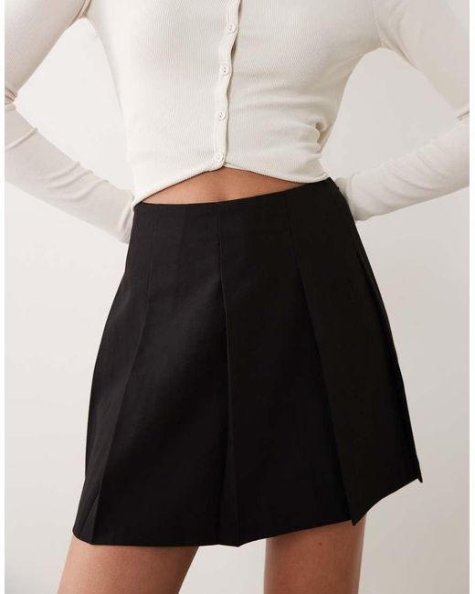 ASOS White Tailored Pleated Mini Skirt