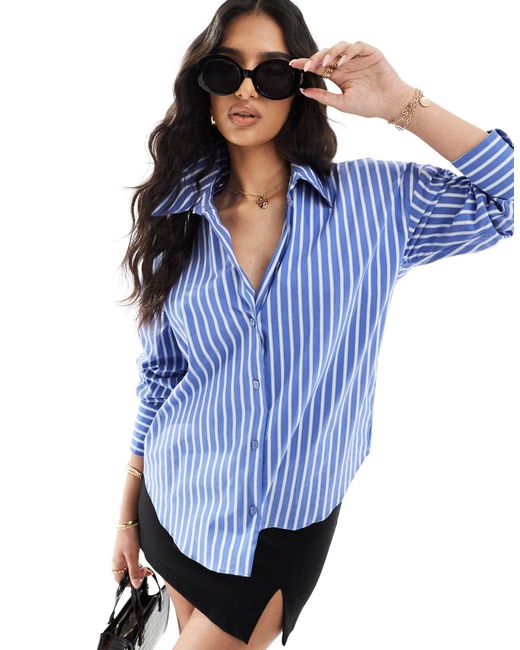 River Island Blue Long Sleeve Stripe Shirt