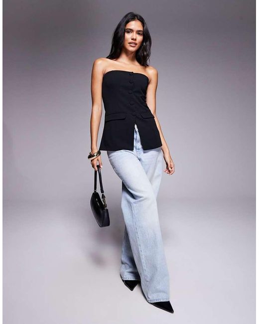 Brave Soul Elegant Bandeau-Gilet in het Black