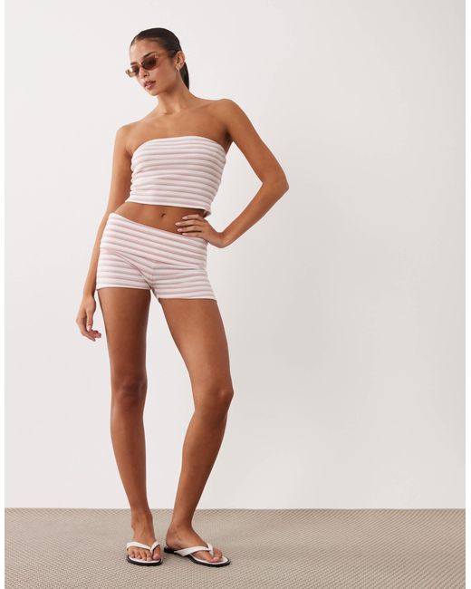 BO+TEE White Bo+tee Foldover Mini Shorts