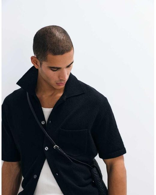 ARKET Black Cotton Rich Short Sleeve Polo Shirt for men