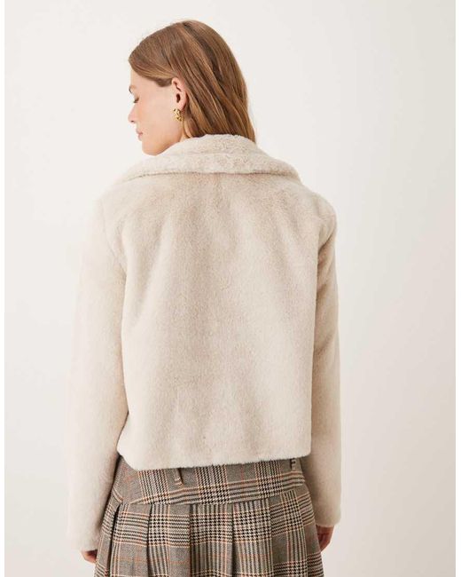 Jdy Natural Faux Shearling Fur Cropped Jacket