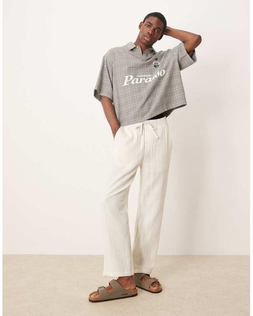 ASOS Oversized Geruit Overhemd Zonder Sluiting Met Rechte Pasvorm in het Gray voor heren