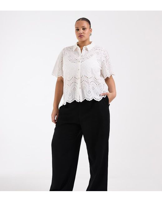 ASOS Black Asos Design Curve Linen Wide Leg Trouser