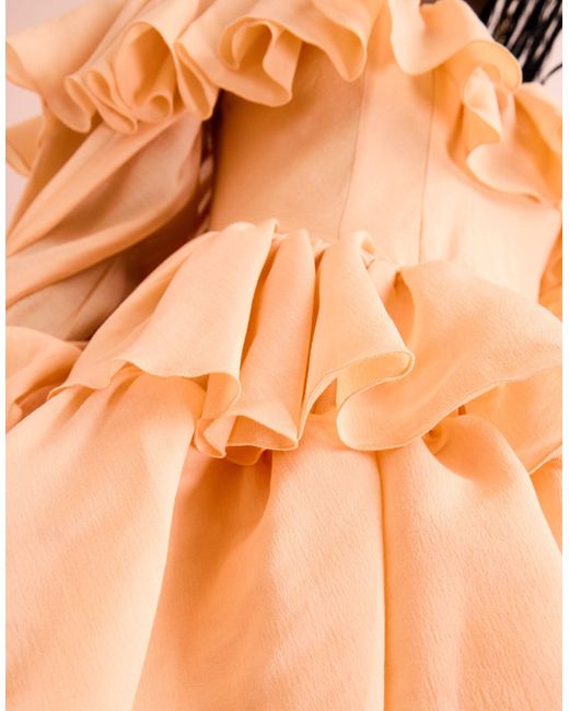 ASOS Pink Organza Ruffle Mini Dress With Tiered Skirt