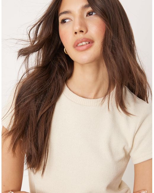 T-shirt duveteux confortable à assortir - crème ASOS en coloris Natural
