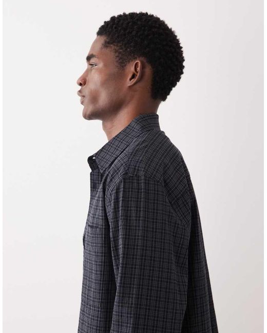 ASOS Blue Relaxed Plaid Shirt for men