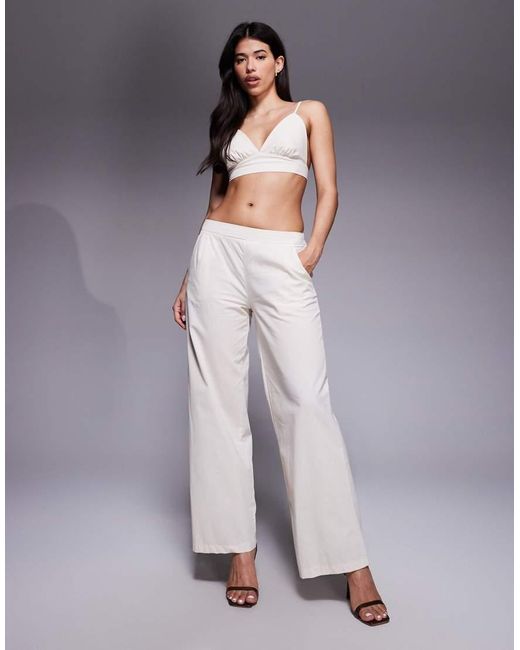 Missy Empire Gray Missy Empire Linen Look Elasticated Waist Wide Leg Pants