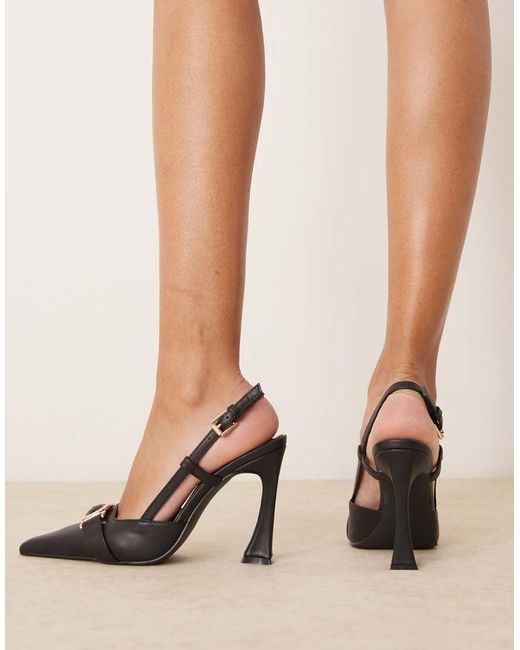 Glamorous Black Slingback Heeled Shoes