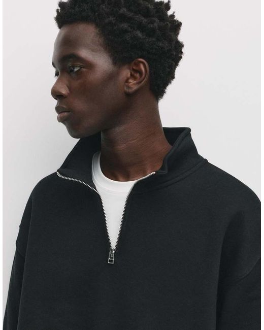 Pull&Bear Basic Sweatshirt Met Kwartrits in het Blue voor heren