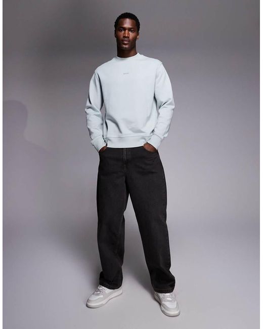 Boss Gray Wesmall Crew Neck Tonal Logo Sweatshirt for men