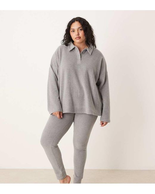 Leggings De Estar Por Casa De Felpa Ligera Mix & Match De Asos Design Curve ASOS de color Gray