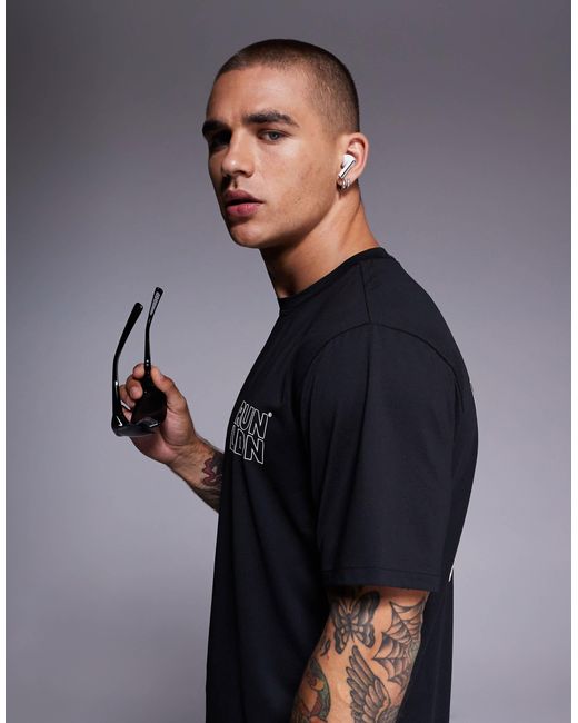 4505 – run ldn – laufshirt aus netzstoff in Black für Herren